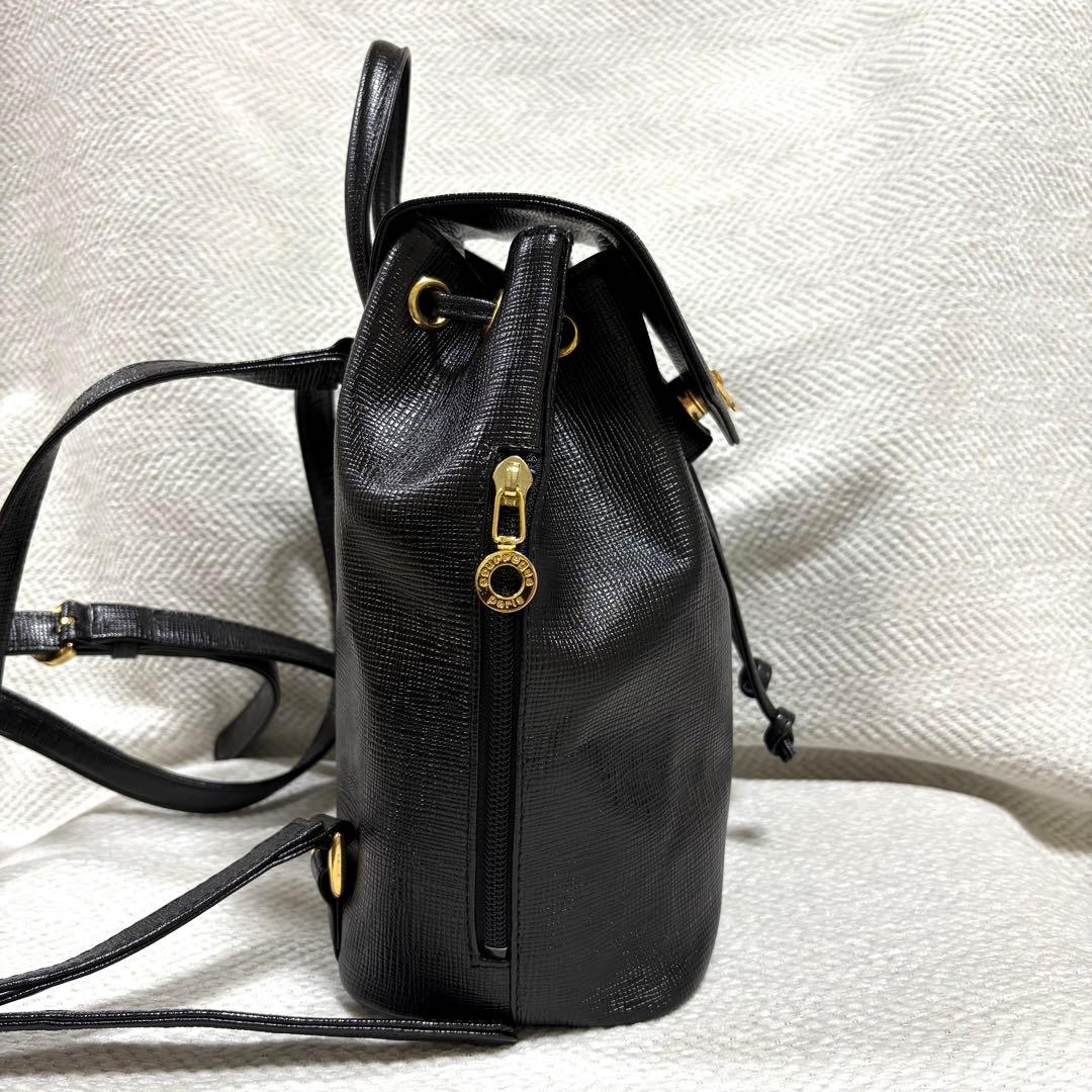 極美品 Courreges クレージュ 本革 レザー リュック ロゴチャーム