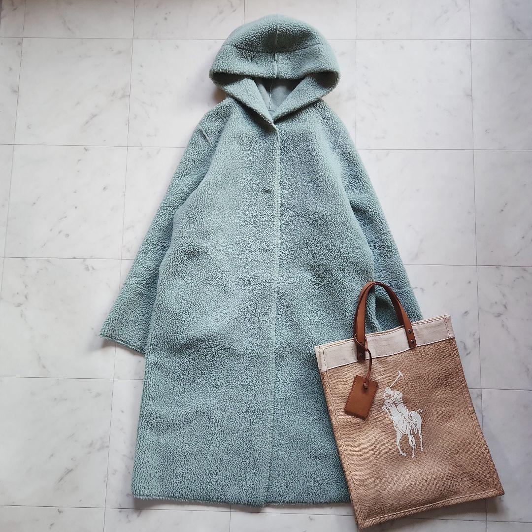 美品 シップス 定価3.4万 リバーシブルコート ムートン×ボア ミント