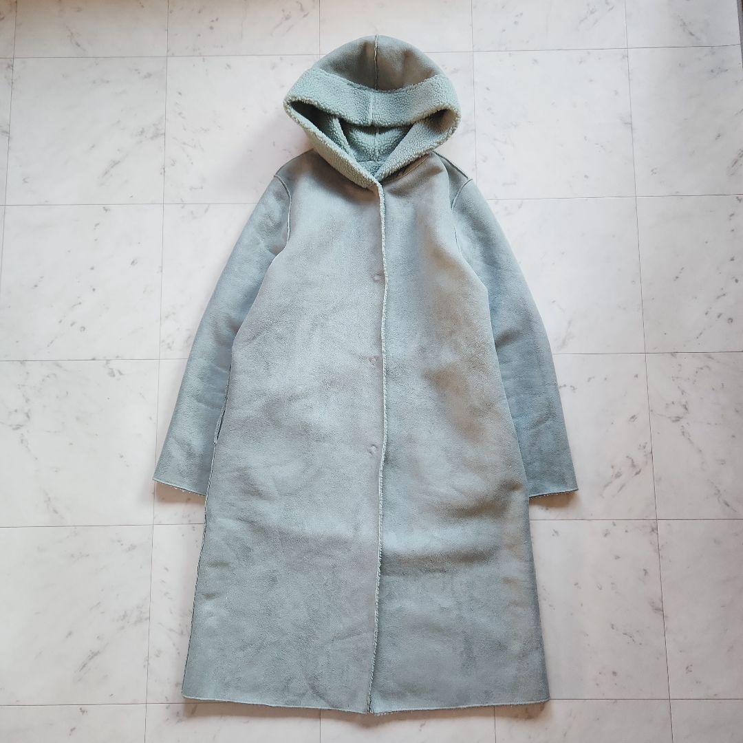 美品 シップス 定価3.4万 リバーシブルコート ムートン×ボア ミント