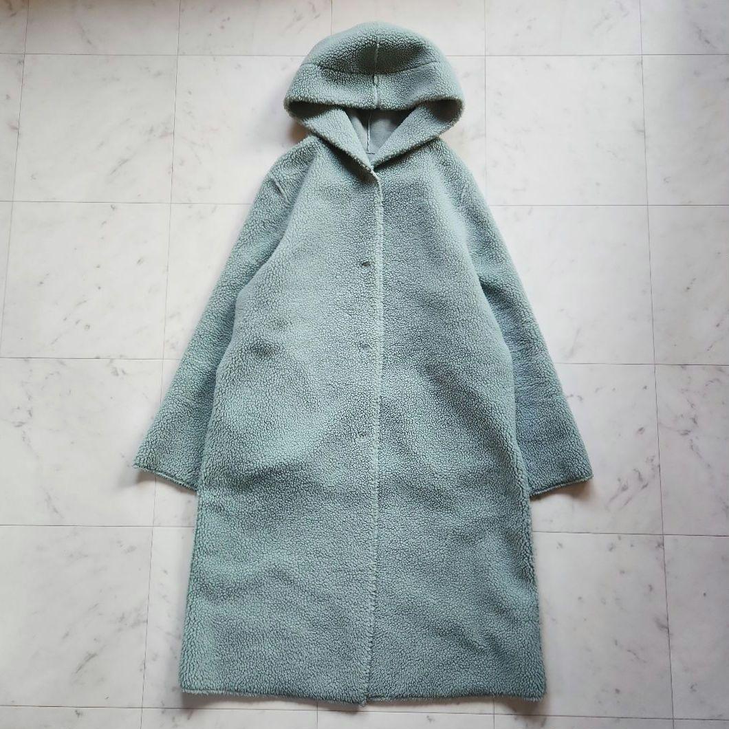 美品 シップス 定価3.4万 リバーシブルコート ムートン×ボア ミント