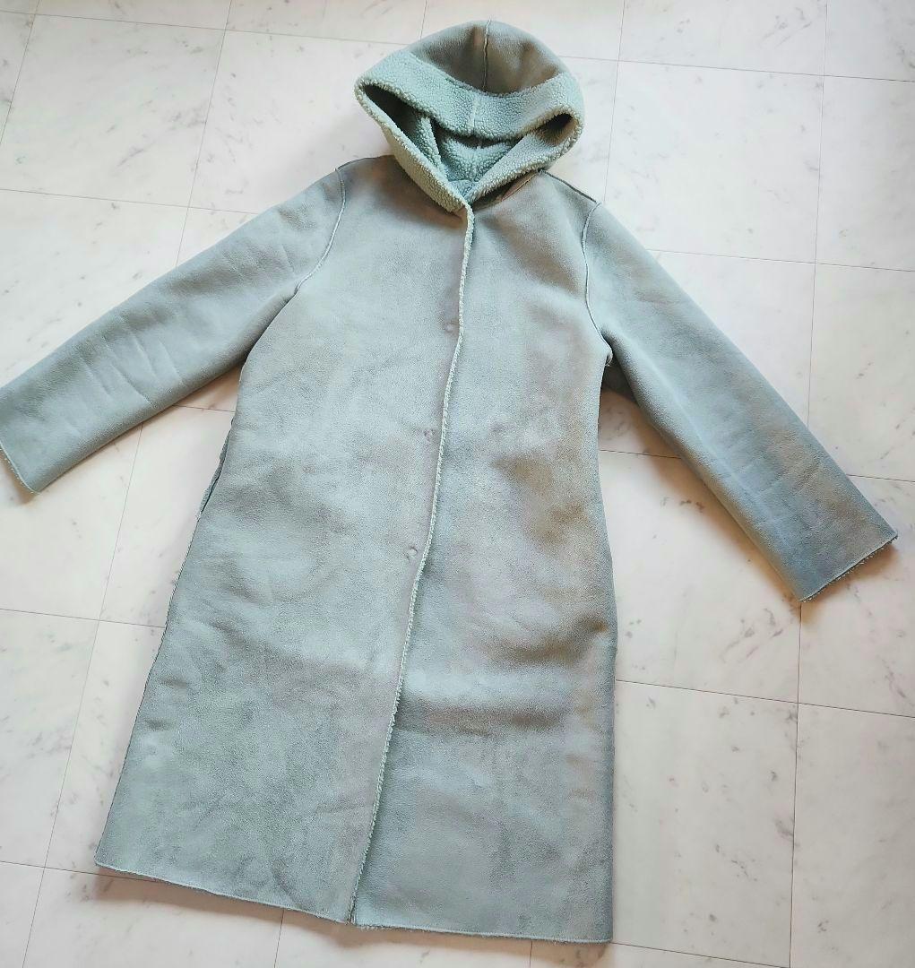 美品 シップス 定価3.4万 リバーシブルコート ムートン×ボア ミント