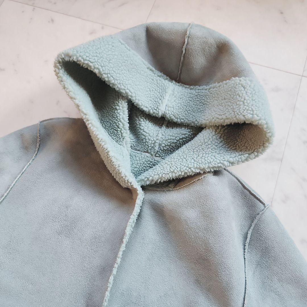 美品 シップス 定価3.4万 リバーシブルコート ムートン×ボア ミント