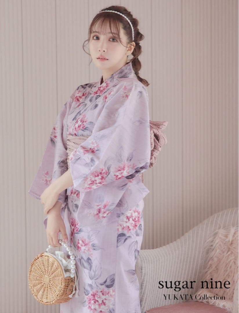【売切れ商品】ピンク紫陽花浴衣【浴衣3点セット 浴衣/帯/下駄】sugar