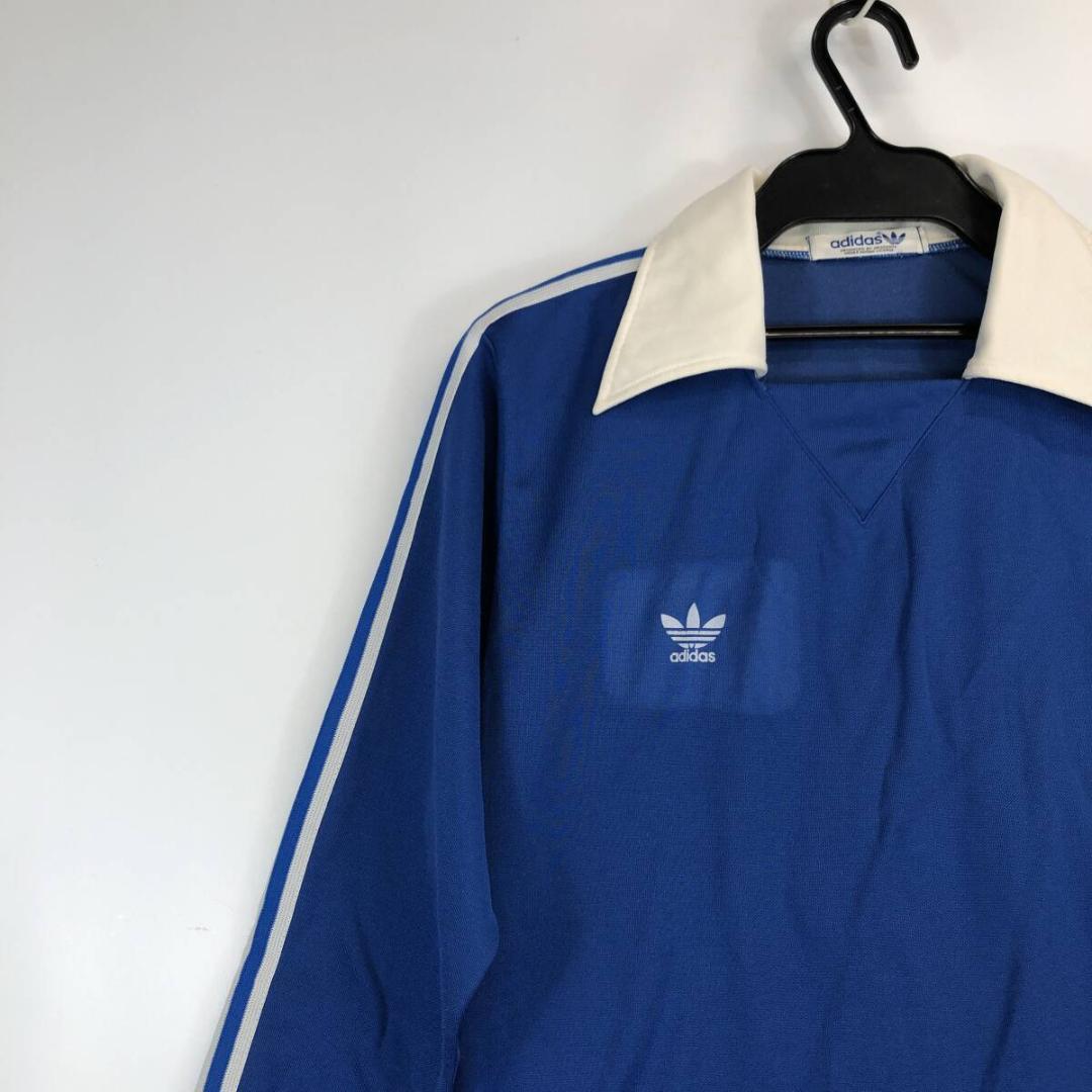70s 80s デサントアディダス ゲームシャツ ブルー 長袖 L ADS-24