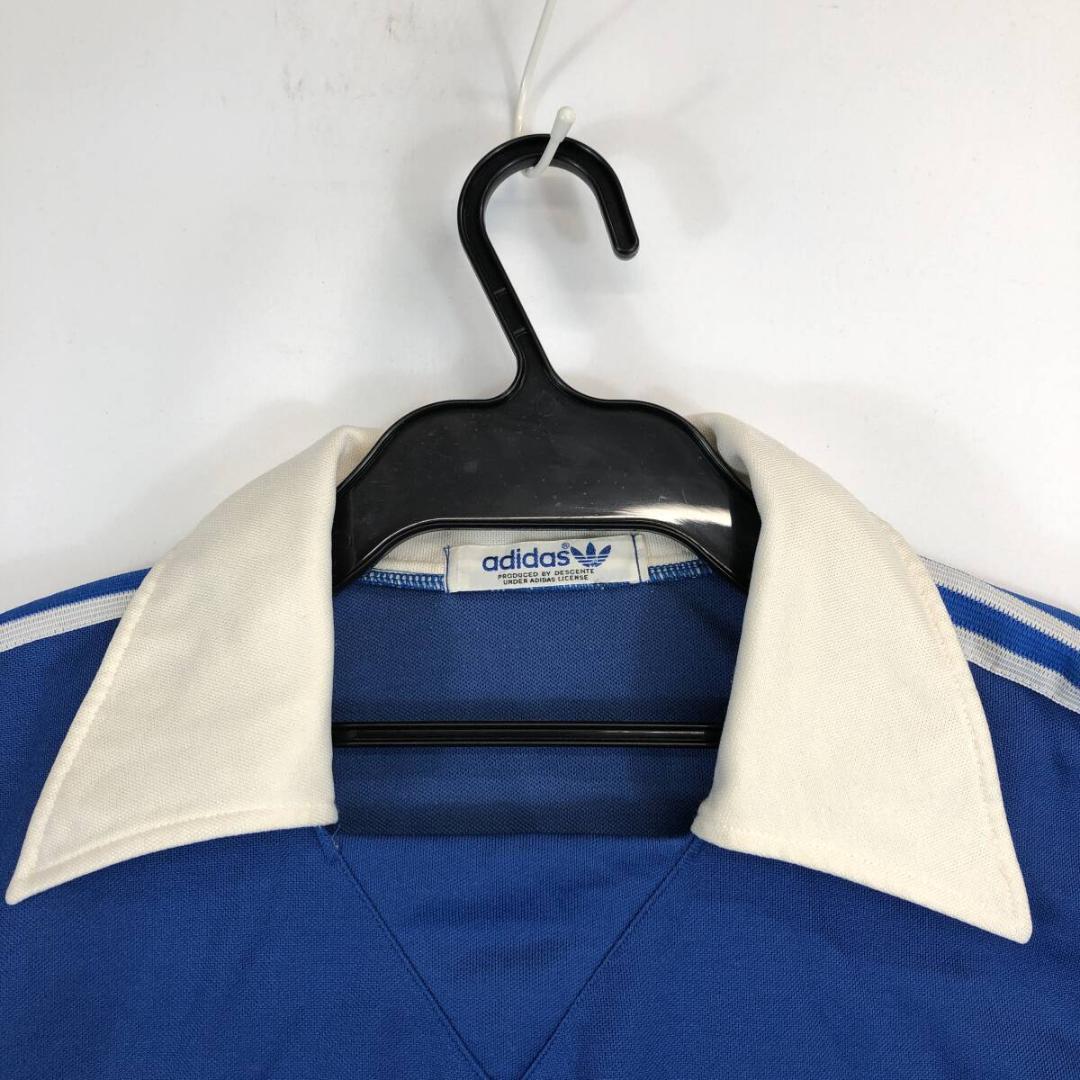 70s 80s デサントアディダス ゲームシャツ ブルー 長袖 L ADS-24