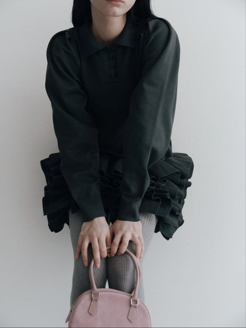 完売 美品 ハイアンド Ruffled-Hem Polo Dress hiand