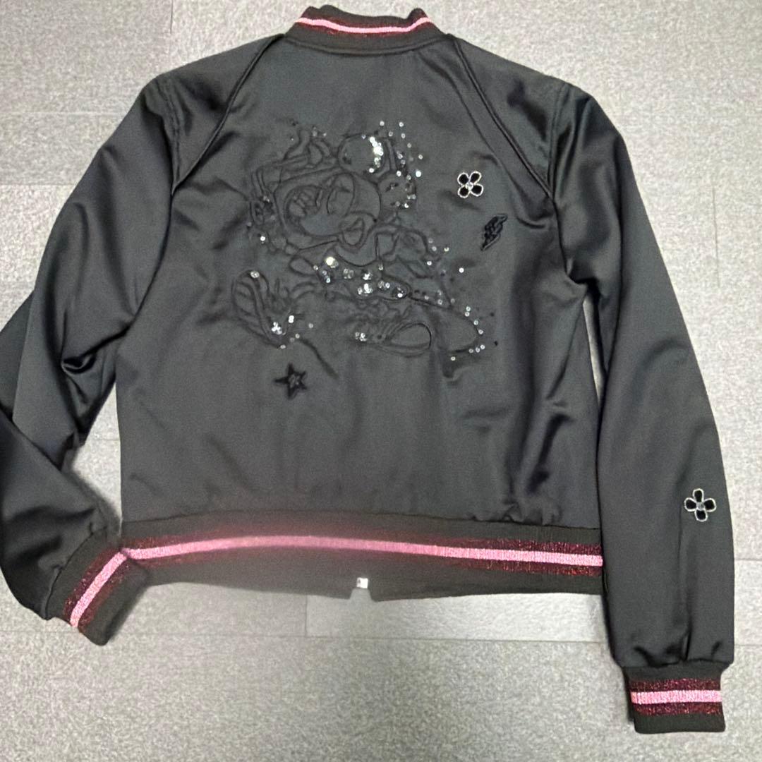 コーチコラボ　ミッキー刺繍 ブラックサテンスタジャン