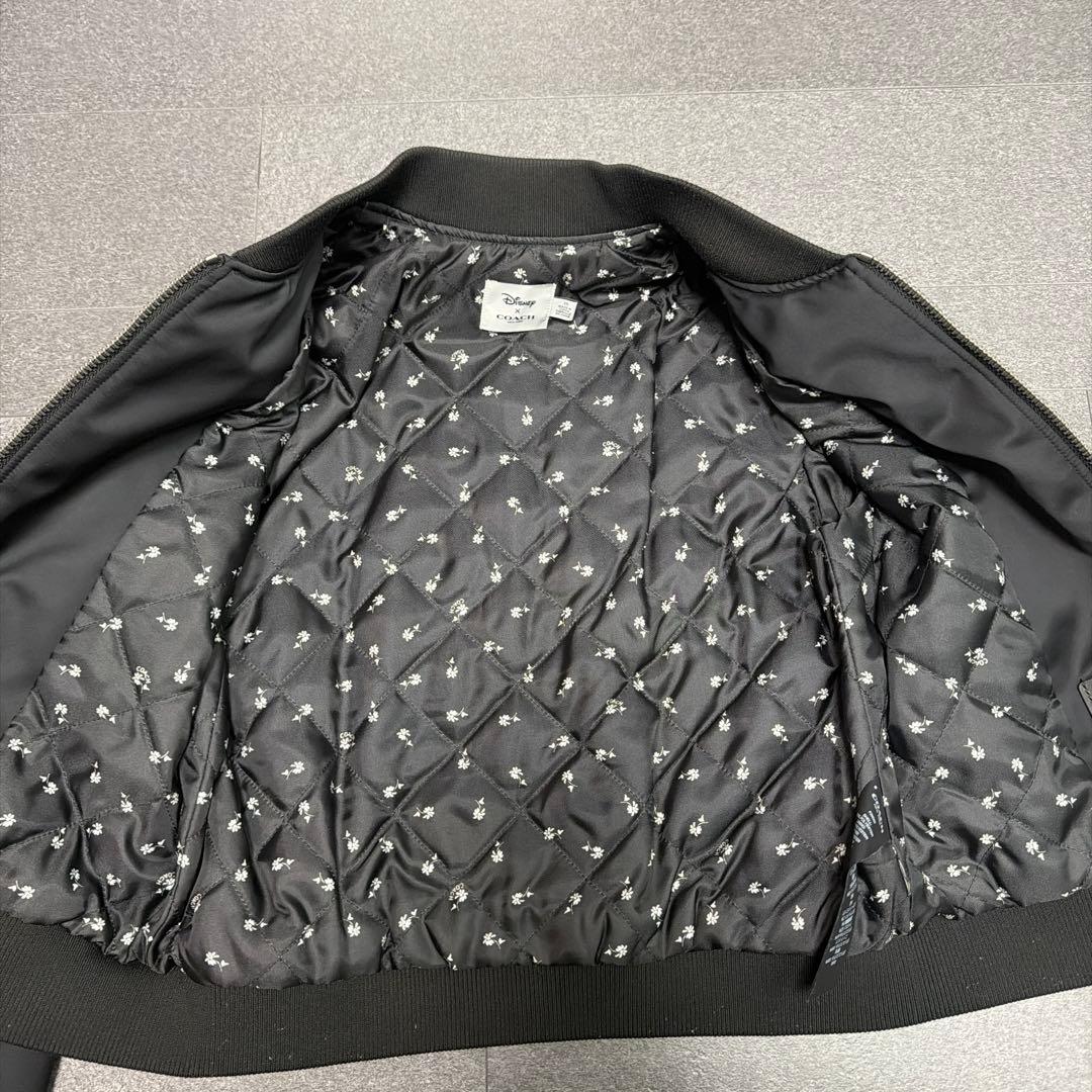 コーチコラボ　ミッキー刺繍 ブラックサテンスタジャン