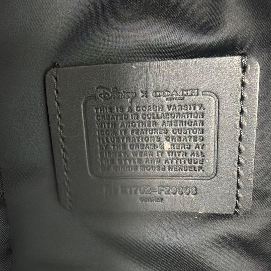 コーチコラボ　ミッキー刺繍 ブラックサテンスタジャン