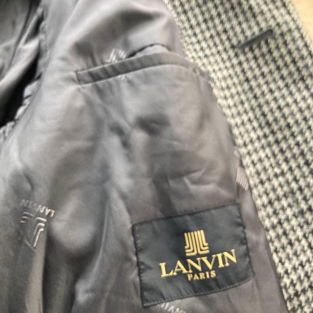 LANVIN ランバン　ステンカラーコート ブラックホワイトチェック　千鳥格子
