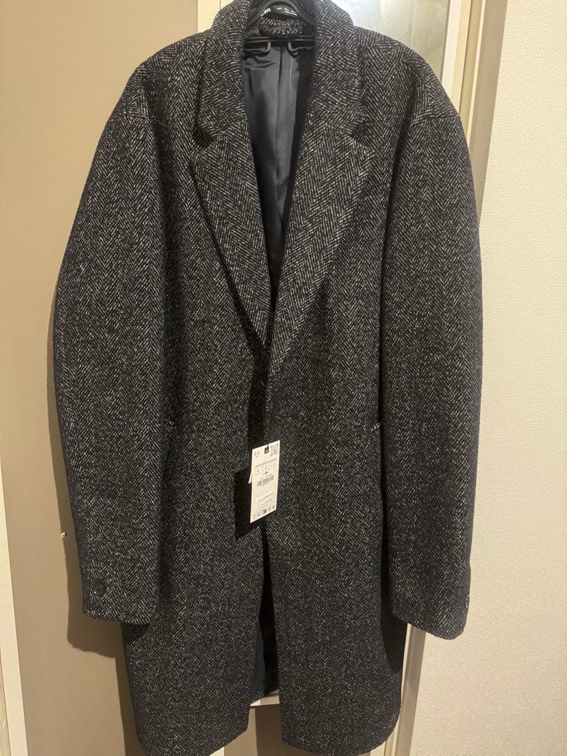 ZARA ヘリンボーン柄 ダークグレー チェスターコート 完売品