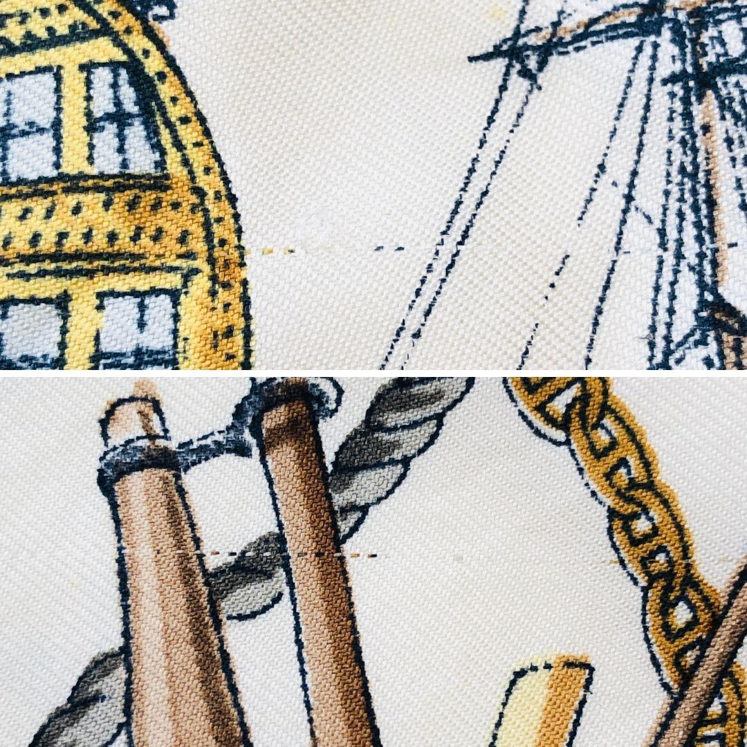 HERMES エルメス カレ90 船 ネイビー系 スカーフ タグなし