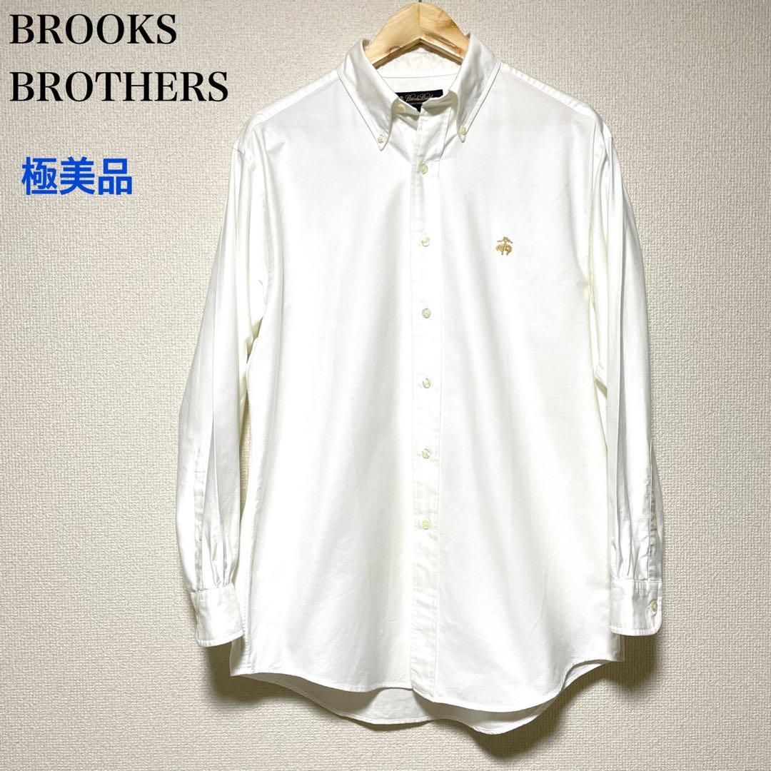 極美品】ブルックスブラザーズ ボタンダウン長袖シャツ 白シャツ 金