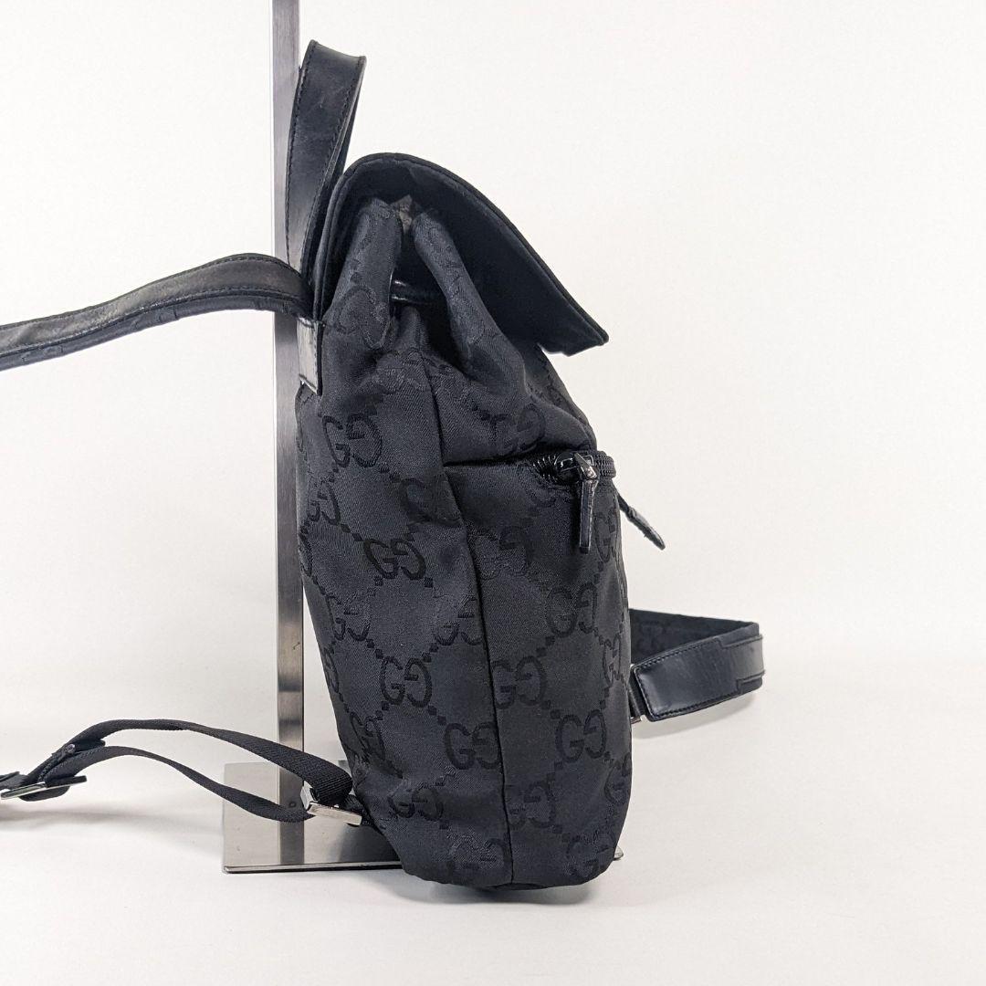 美品　グッチ リュックサック GG柄 レザー　ナイロン バッグ バックパック