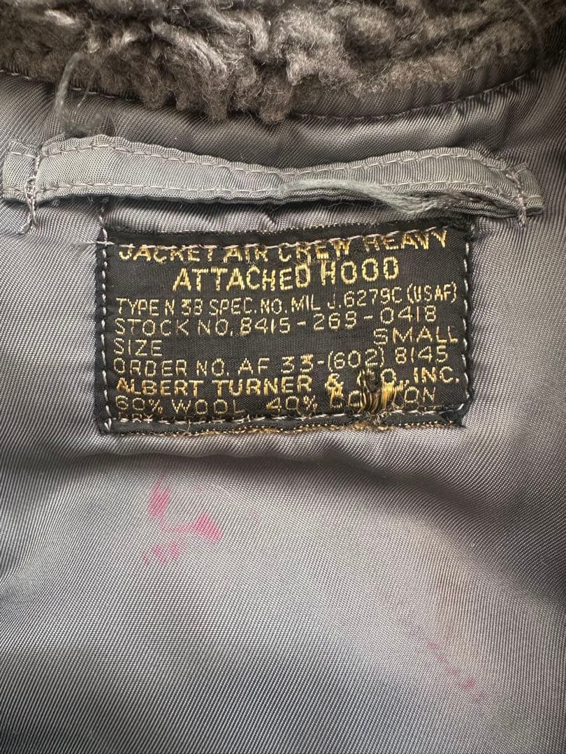 50s 黒タグ アルバートターナー N3B Small CROWNジッパー