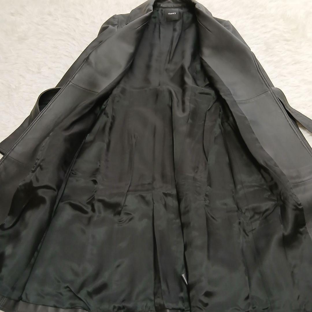 【Theory】現行タグ　オールシープレザー　ロングチェスターコート　ベルト付