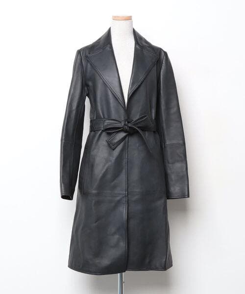 【Theory】現行タグ　オールシープレザー　ロングチェスターコート　ベルト付