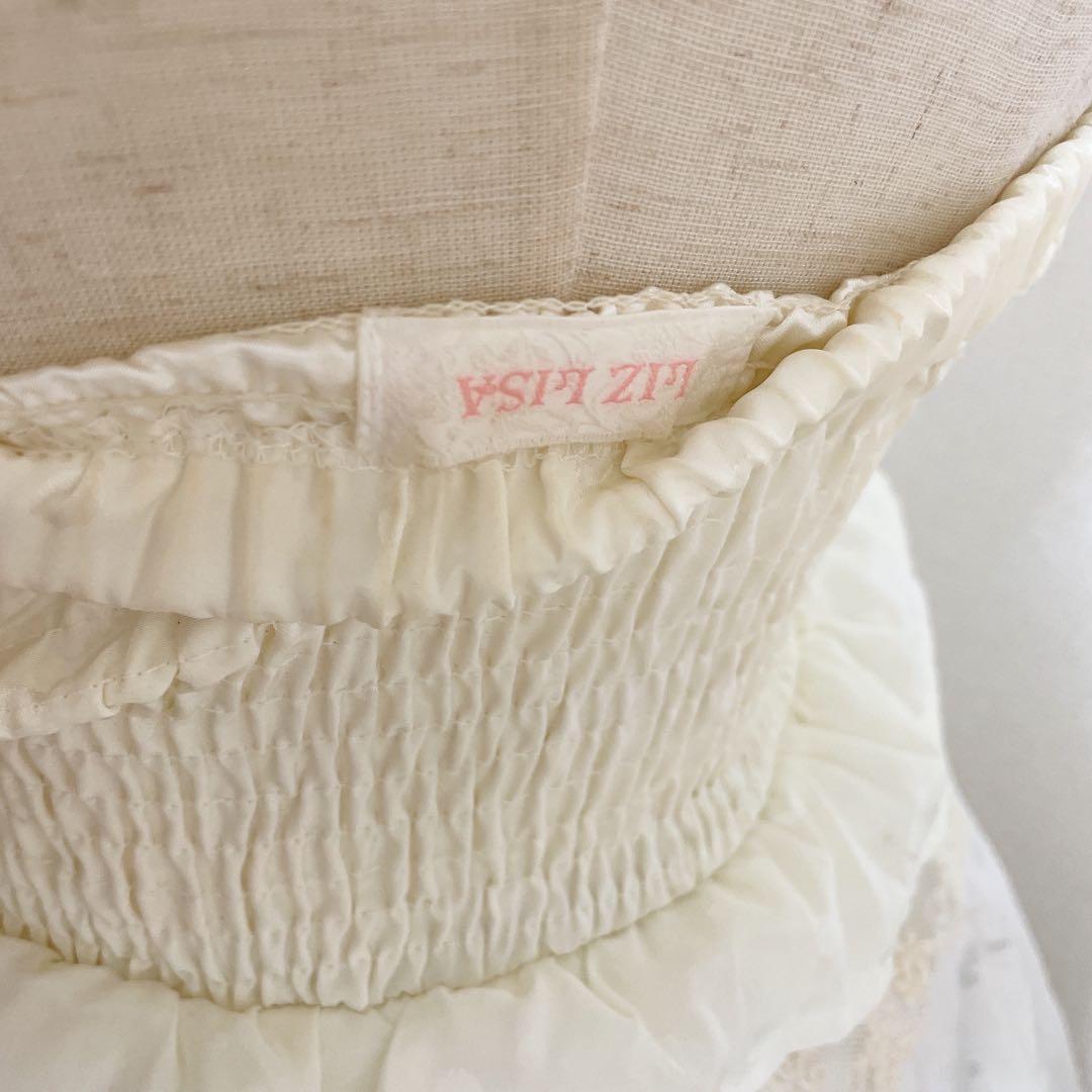 当時物LIZLISA ビッグリボン レース ドッド柄 ミニ丈ワンピ 姫カジ 冬