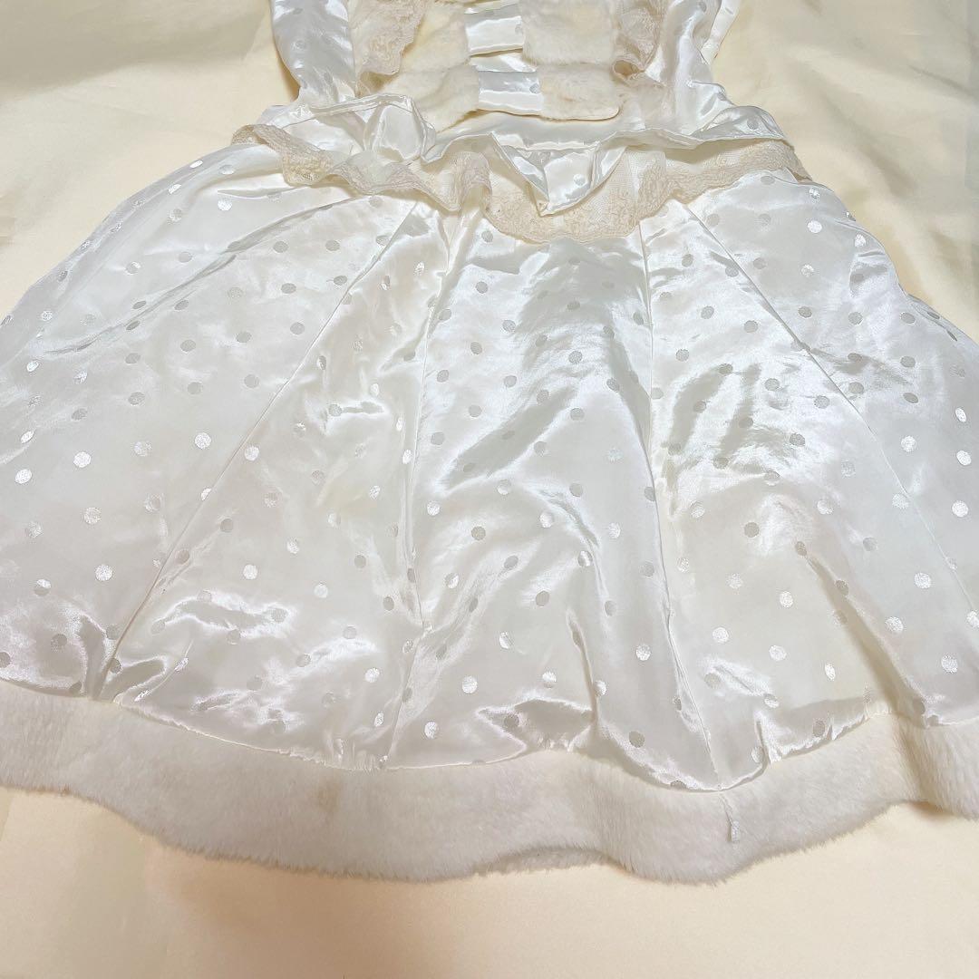 当時物LIZLISA ビッグリボン レース ドッド柄 ミニ丈ワンピ 姫カジ 冬