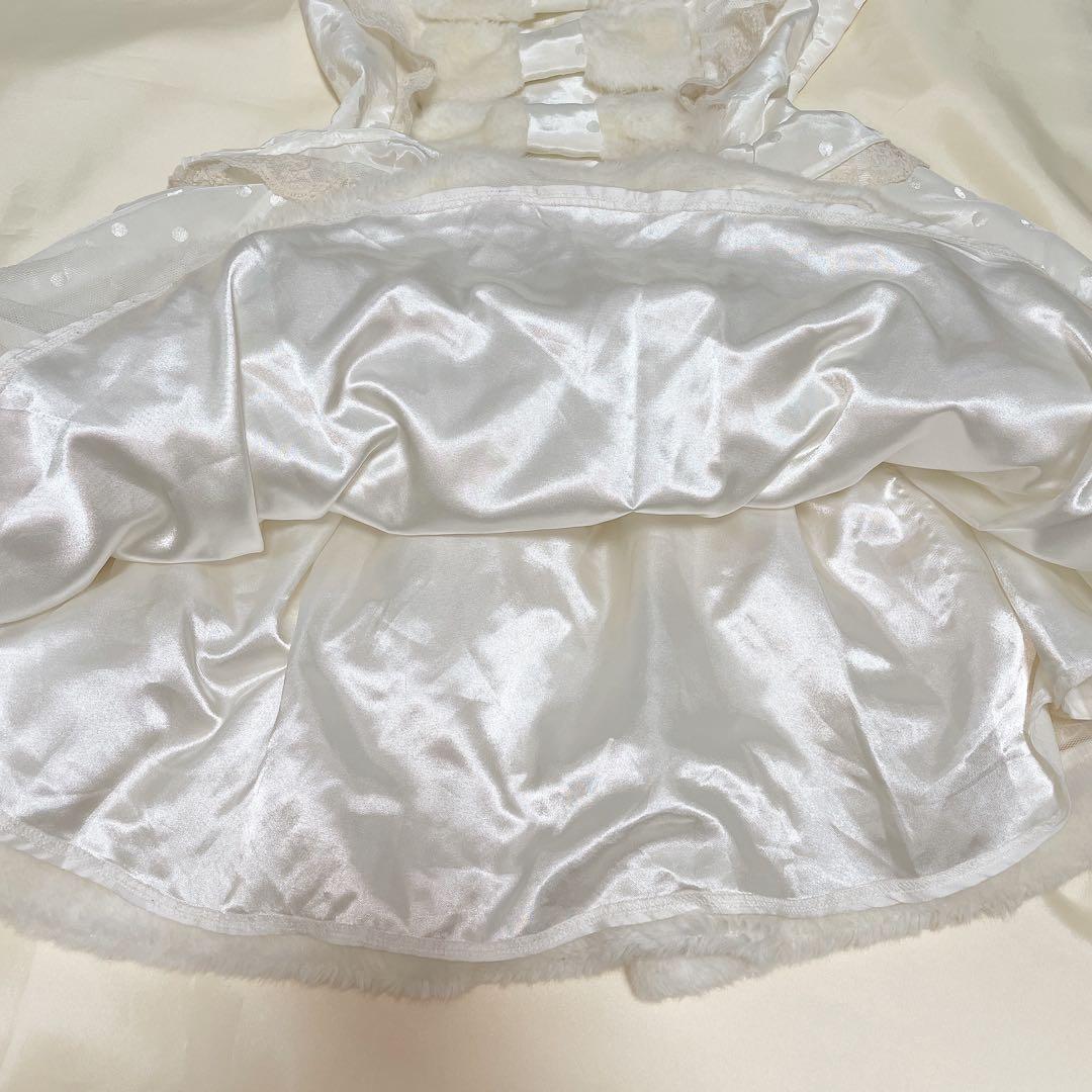 当時物LIZLISA ビッグリボン レース ドッド柄 ミニ丈ワンピ 姫カジ 冬