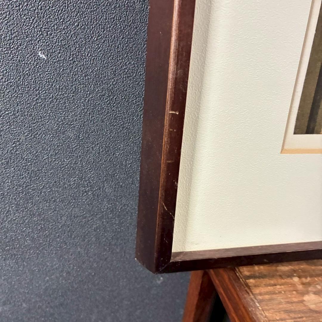 美品 井堂雅夫「三年坂の朝」木版画 直筆サイン入り 1993年 額縁入