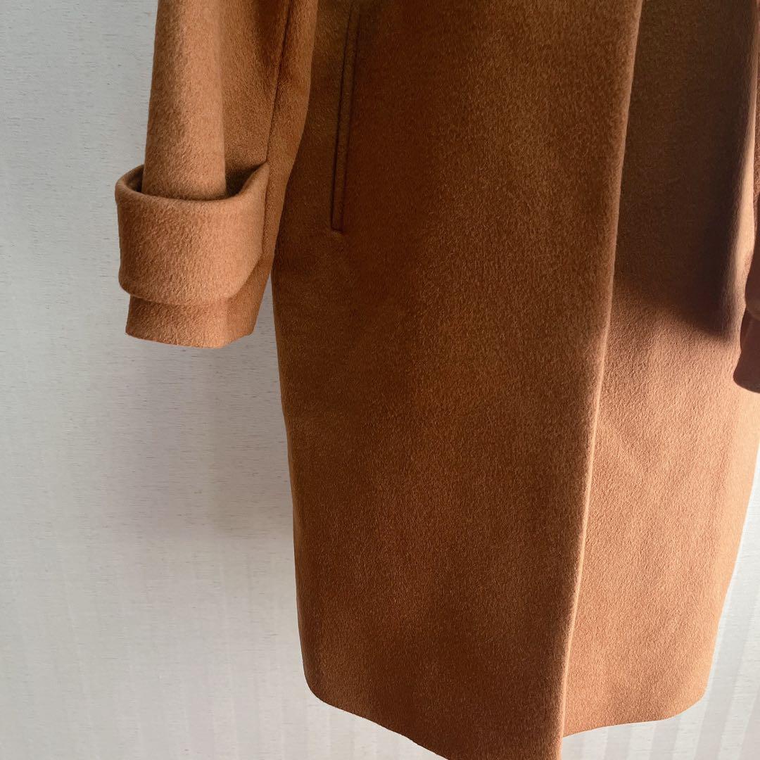 美品☆グリーンレーベルリラクシング アンゴラ ロングコート キャメル