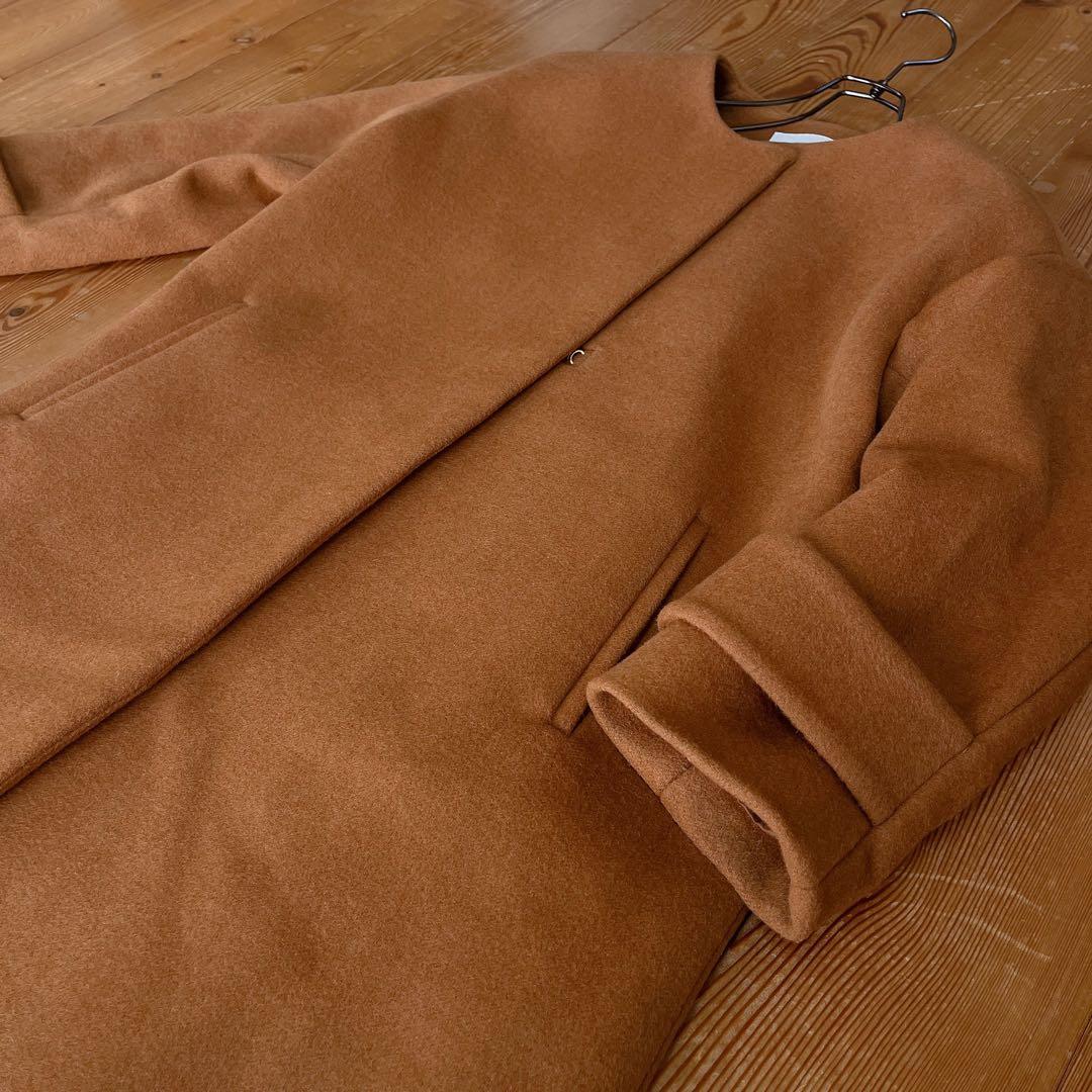 美品☆グリーンレーベルリラクシング アンゴラ ロングコート キャメル