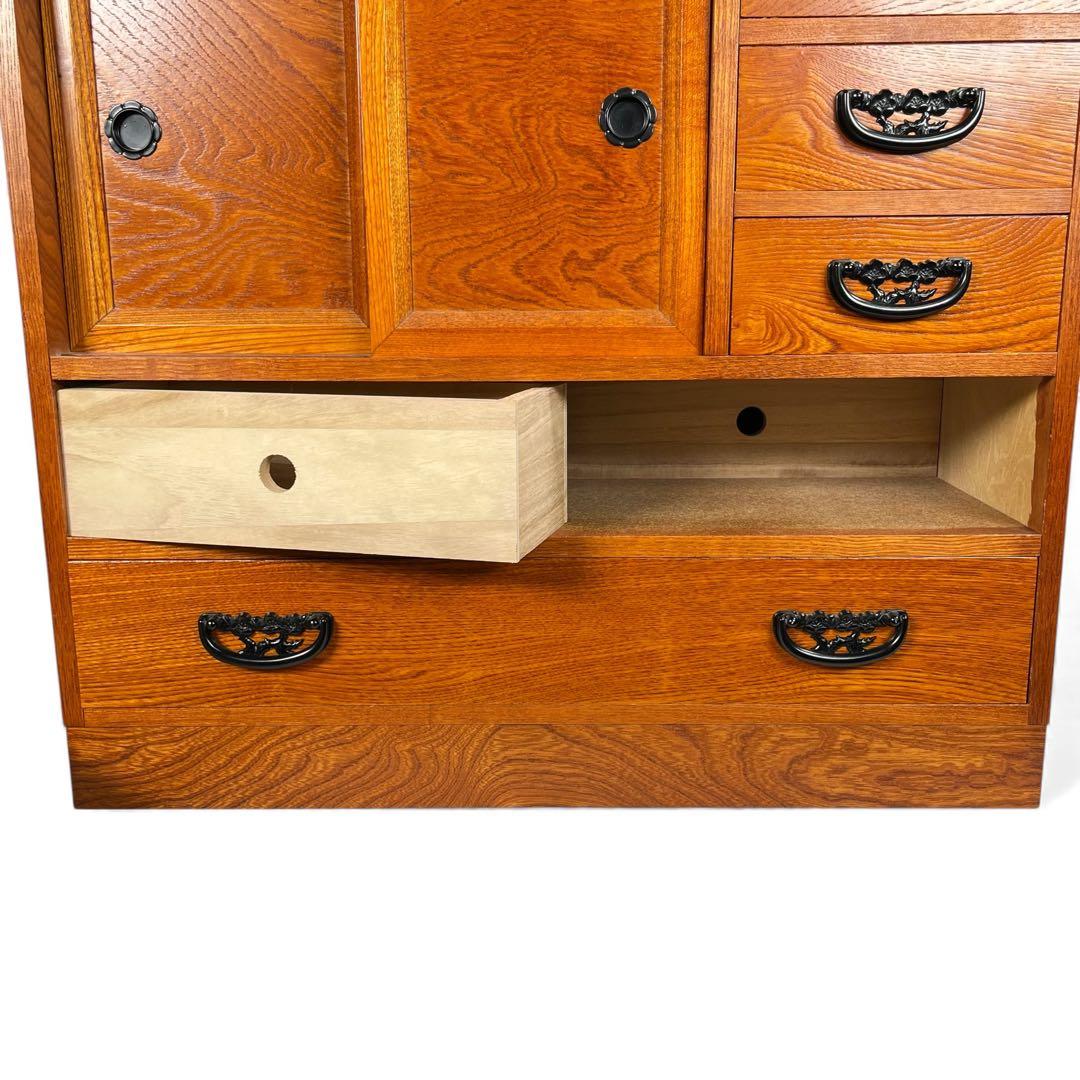 からくり箪笥 小型 ケヤキ調 和モダン 隠し収納 高級感美品希少一点物特価!