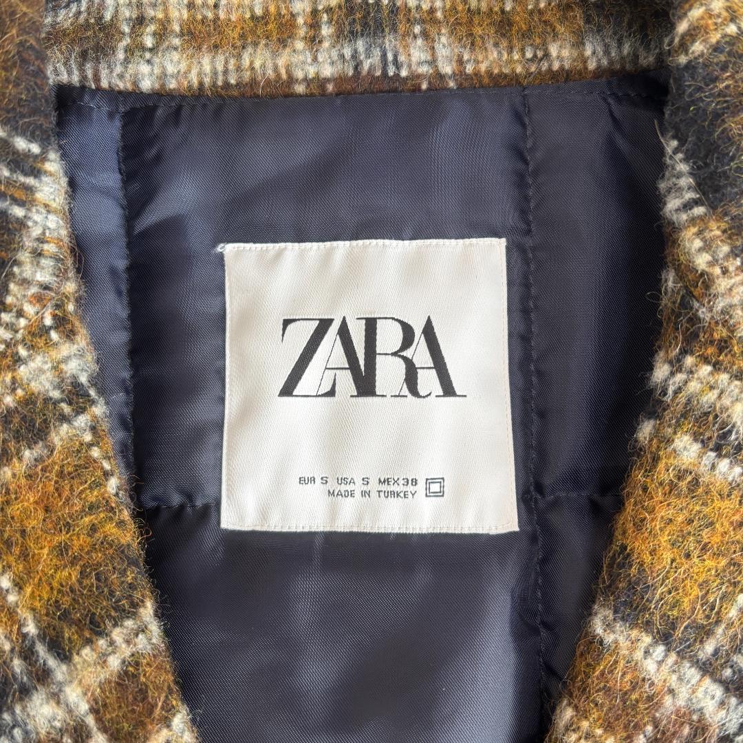 【新品】 ZARA チェスターコート キルティング アルパカ L相当 チェック柄