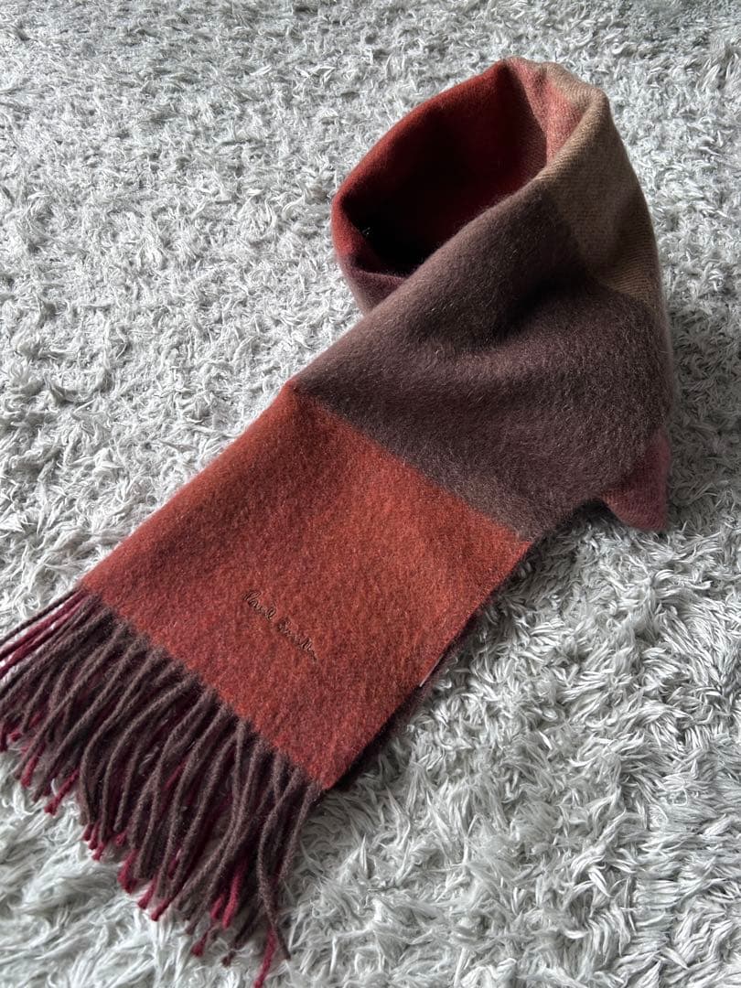 【超美品】ポールスミス ブロックチェック カシミヤマフラー