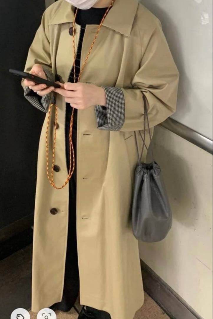 希少 TICCA リバーシブル ステンカラーコート ロング丈 ベージュ