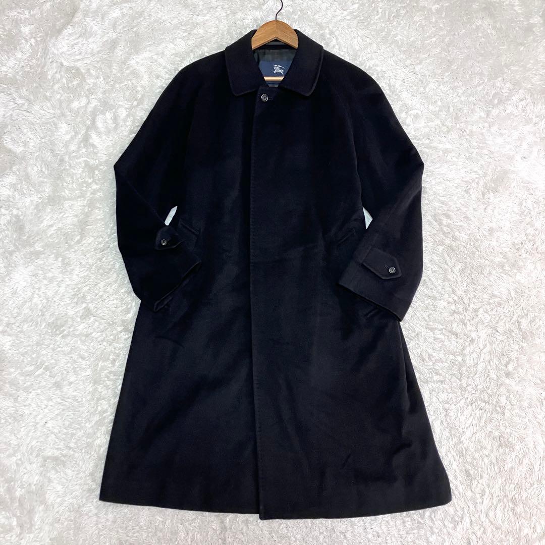 美品 バーバリー ロンドン ステンカラーコート カシミヤ アンゴラ チェック