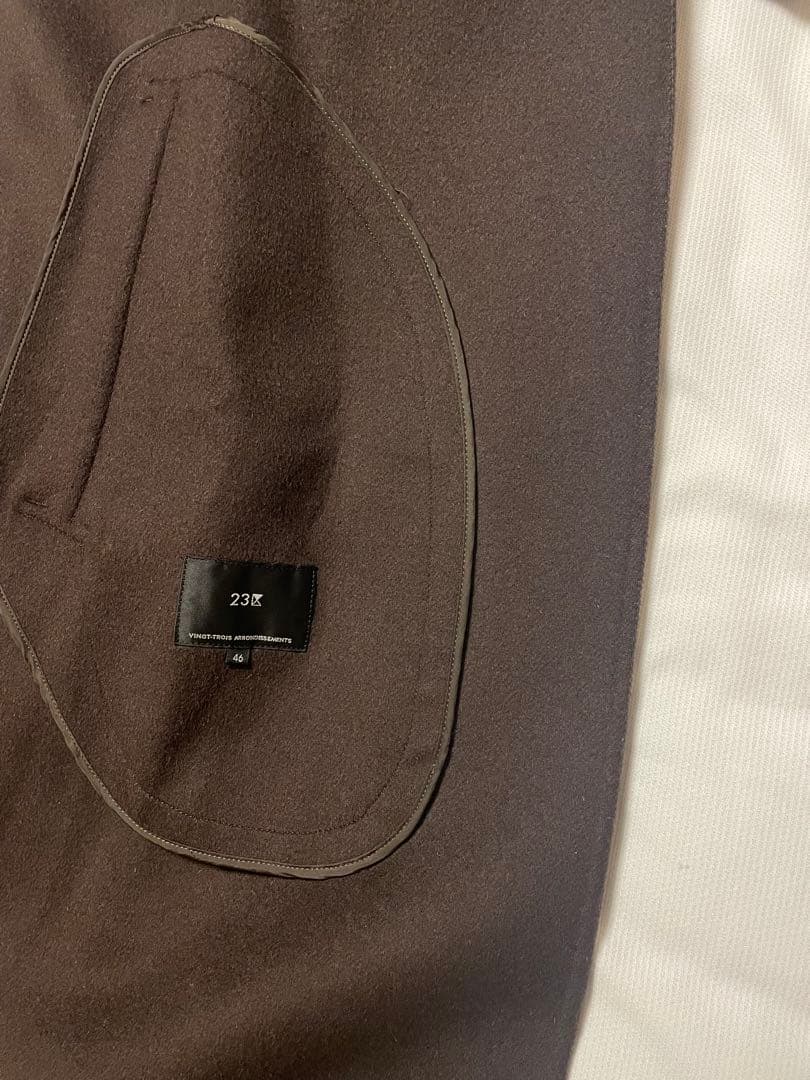 23区ウールカシミヤ リバーコート ロングコート ノーカラー大きいサイズ 46