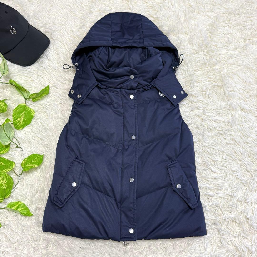 【ムータマリン】美品 ダウンベスト ネイビー Mサイズ レディース 2way