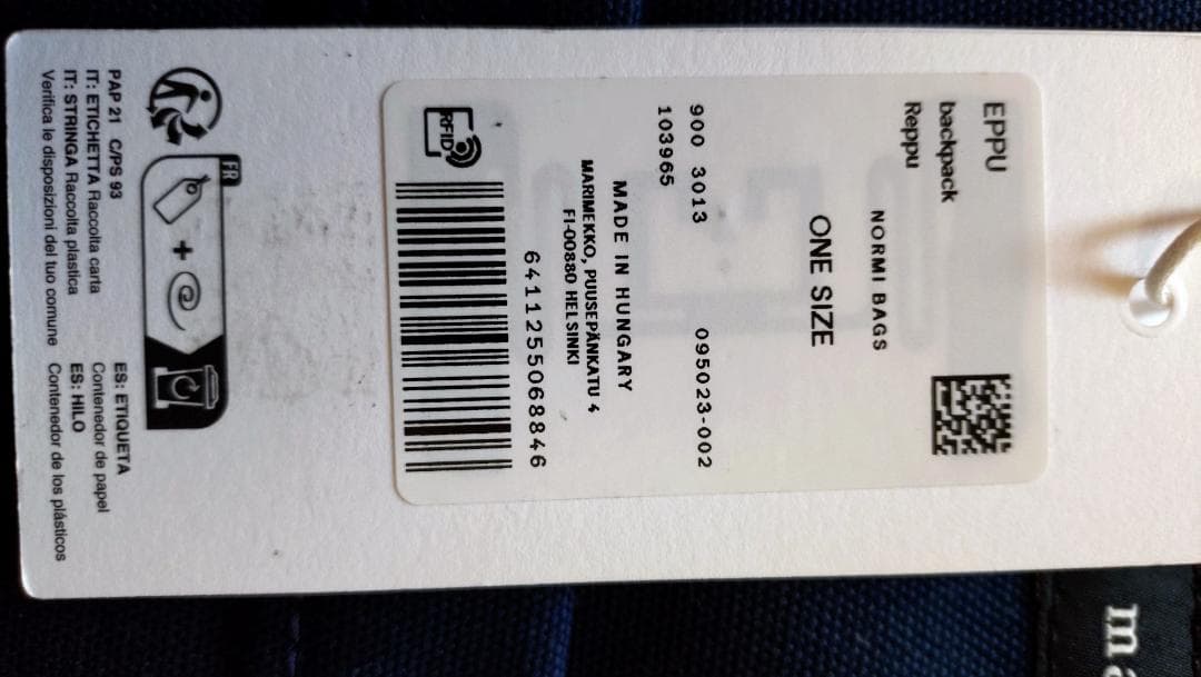 【New】未使用marimekko マリメッコ eppu 10月ヘルシンキで購入