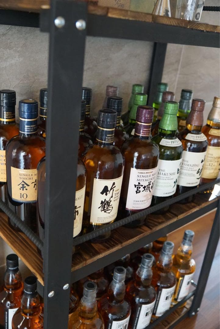 ウイスキーラック　棚　鉄×木製アイアンラック／おうちバー・ボトル棚・酒棚 118