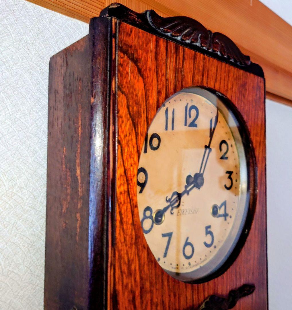 完動・美品〉栄計舎 OCCUPIED JAPAN 箱型ゼンマイ振り子時計