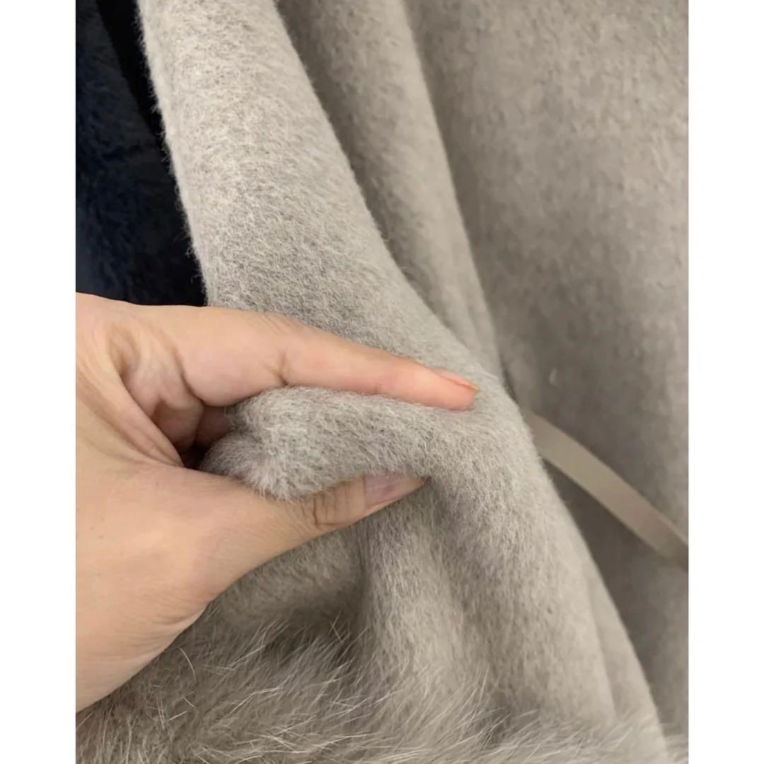 Torugato ふきちゃんのコラボ　ウールファーポンチョ グレージュ