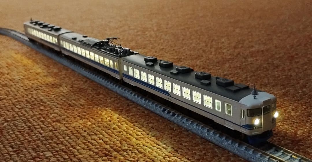 KATO 北陸本線 475系 北陸色 (青帯) 　　3両セット　室内灯付