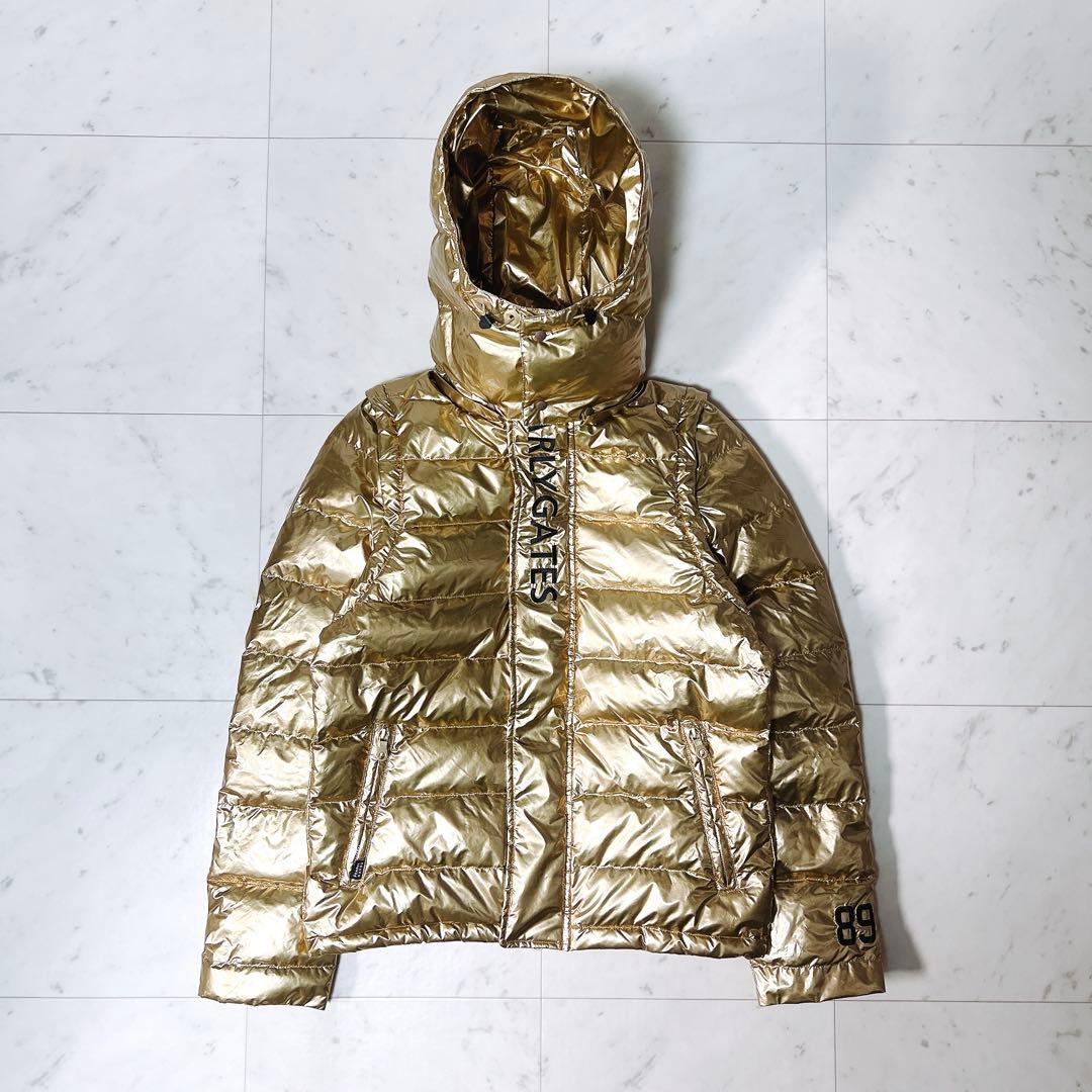 希少 ゴールド》パーリーゲイツ ダウンジャケット 3way ロゴ刺繍 3