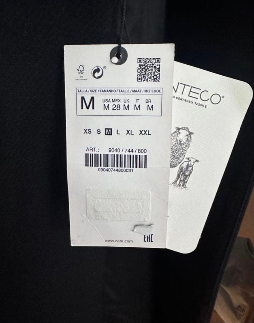 【MANTECO社コラボ】ZARA ブラック ダブルブレスト ロングコート M