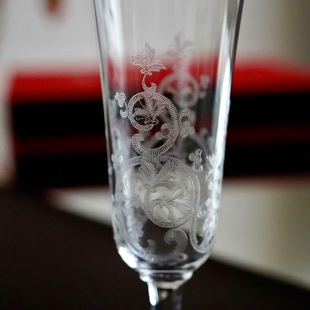 希少★オールド バカラ ラファイエット★シャンパンフルート グラス ペアB★美品