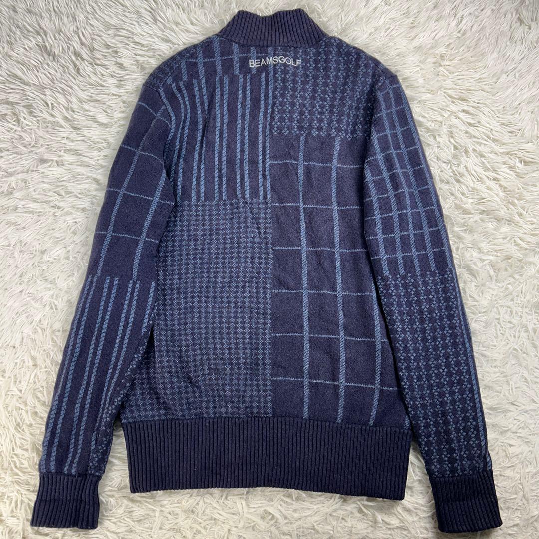 ビームスゴルフ　ドライバーズニット　ニットブルゾン　パープルレーベル　カシミヤ混
