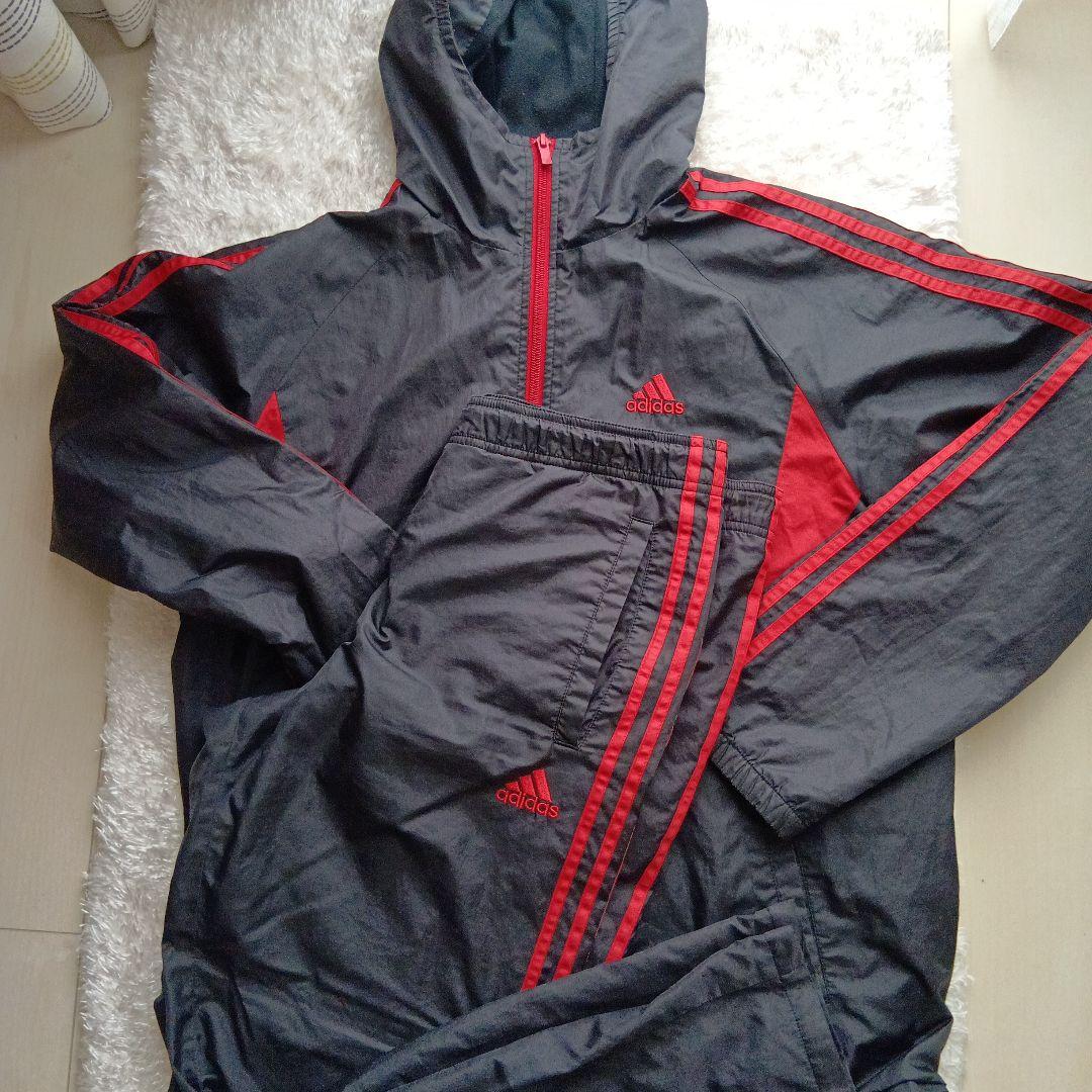 adidas CLIMAPROOF ウィンドブレーカー 黒/赤 上下セット - メルカリ