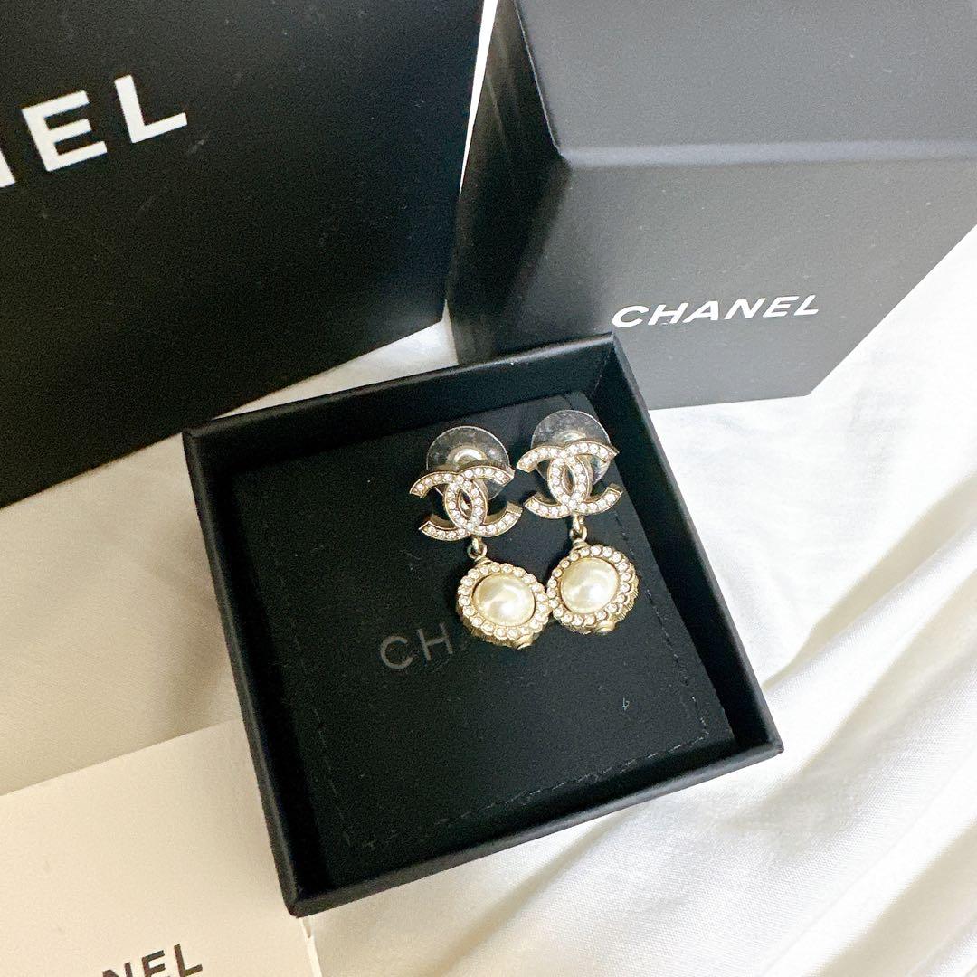 最終価格！CHANEL ココマーク フェイクパール ラインストーン ピアス