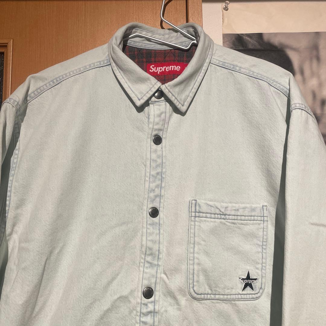 supreme quilted lined denim snap shirt - メルカリ