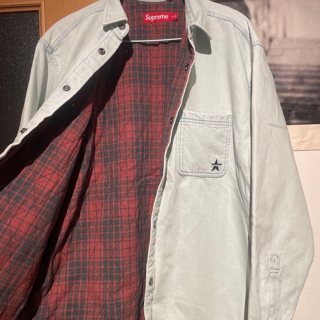 supreme quilted lined denim snap shirt - メルカリ