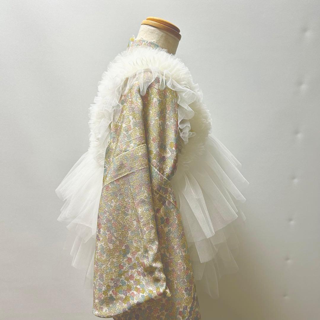 被布エプロン【フリルホワイト】チュール被布 被布ドレス 七五三