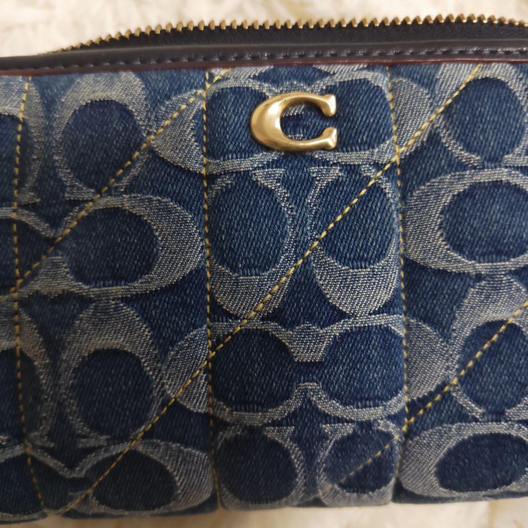 Coach デニム 長財布 ネイビー