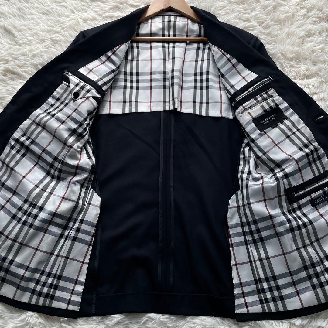 バーバリーブラックレーベル テーラード 銀ボタン super100's 黒 S